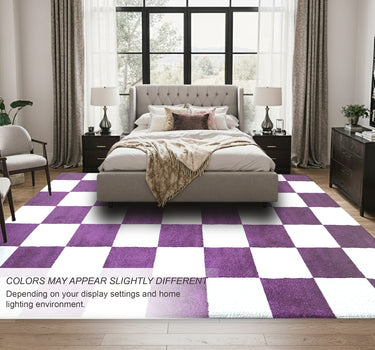 Plaid Area Rug – Super Soft,Liliac