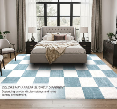 Plaid Area Rug – Super Soft,Turquoise