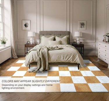 Plaid Area Rug – Super Soft,Gold