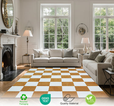 Plaid Area Rug – Super Soft,Gold