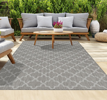 Outdoor Rugs Classic Portobello Collection - Dark Grey / Cream