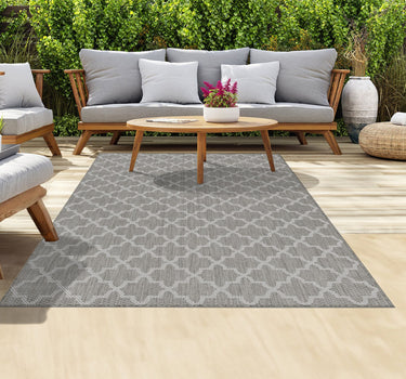 Outdoor Rugs Classic Portobello Collection - Dark Grey / Cream