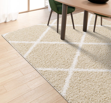 Shaggy Rug Lined Lumora Diamond Beige/Ivory