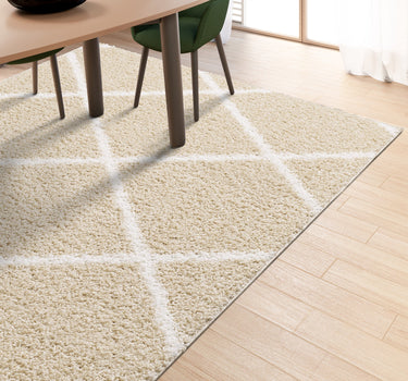 Shaggy Rug Lined Lumora Diamond Beige/Ivory