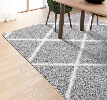 Shaggy Rug Lined Lumora Diamond Grey/Ivory