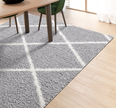 Shaggy Rug Lined Lumora Diamond Grey/Ivory