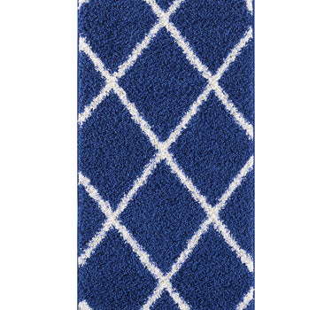 Shaggy Rug Lined Lumora Diamond Navy