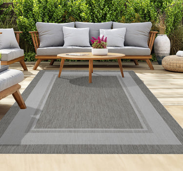 Outdoor Rugs Portobello Collection - Dark Grey / Cream