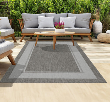 Outdoor Rugs Portobello Collection - Dark Grey / Cream