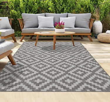 Outdoor Rugs Square Portobello Collection - Dark Grey / Cream