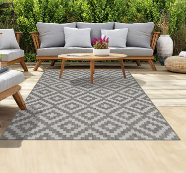 Outdoor Rugs Square Portobello Collection - Dark Grey / Cream