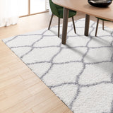 Shaggy Rug Lined Lumora Trellis Ivory/Grey
