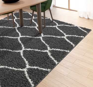 Shaggy Rug Lined Lumora Trellis Smoky/Ivory