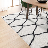 Shaggy Rug Lined Lumora Trellis Ivory/Black