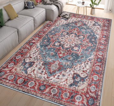 Washable Rugs NELSON Red/Blue
