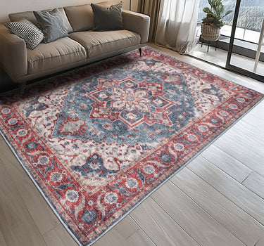 Washable Rugs NELSON Red/Blue