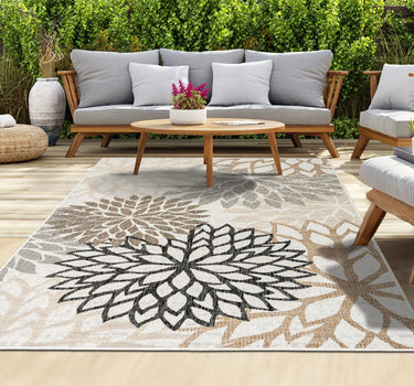 Outdoor Rugs Blossom - Black / Beige