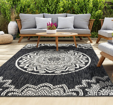 Outdoor Rugs Lotus Black / Cream