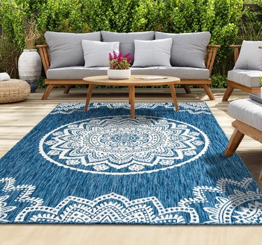 Outdoor Rugs Lotus Blue / Cream